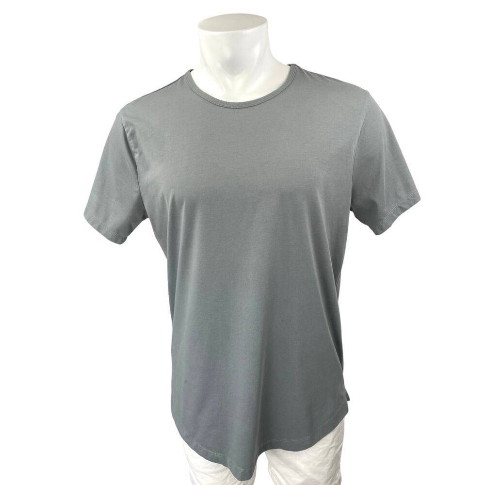 Cuts Curve Hem Men's Gray Short Sleeve Crew Neck Basic Tee T-Shirt Top Size XL